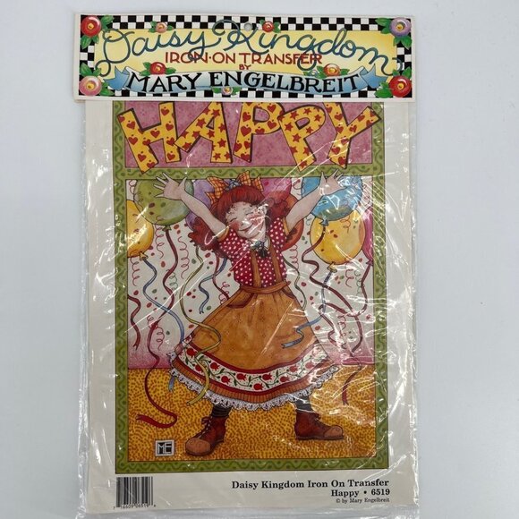 Vintage Daisy Kingdom Mary Engelbreit‎ Iron-on Transfer HAPPY - Picture 1 of 6